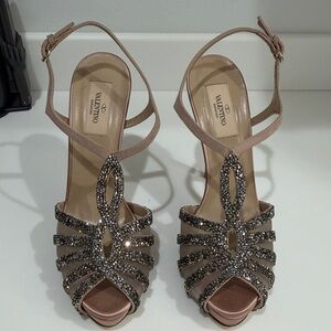 Valentino Women's Glittering Tan Heels